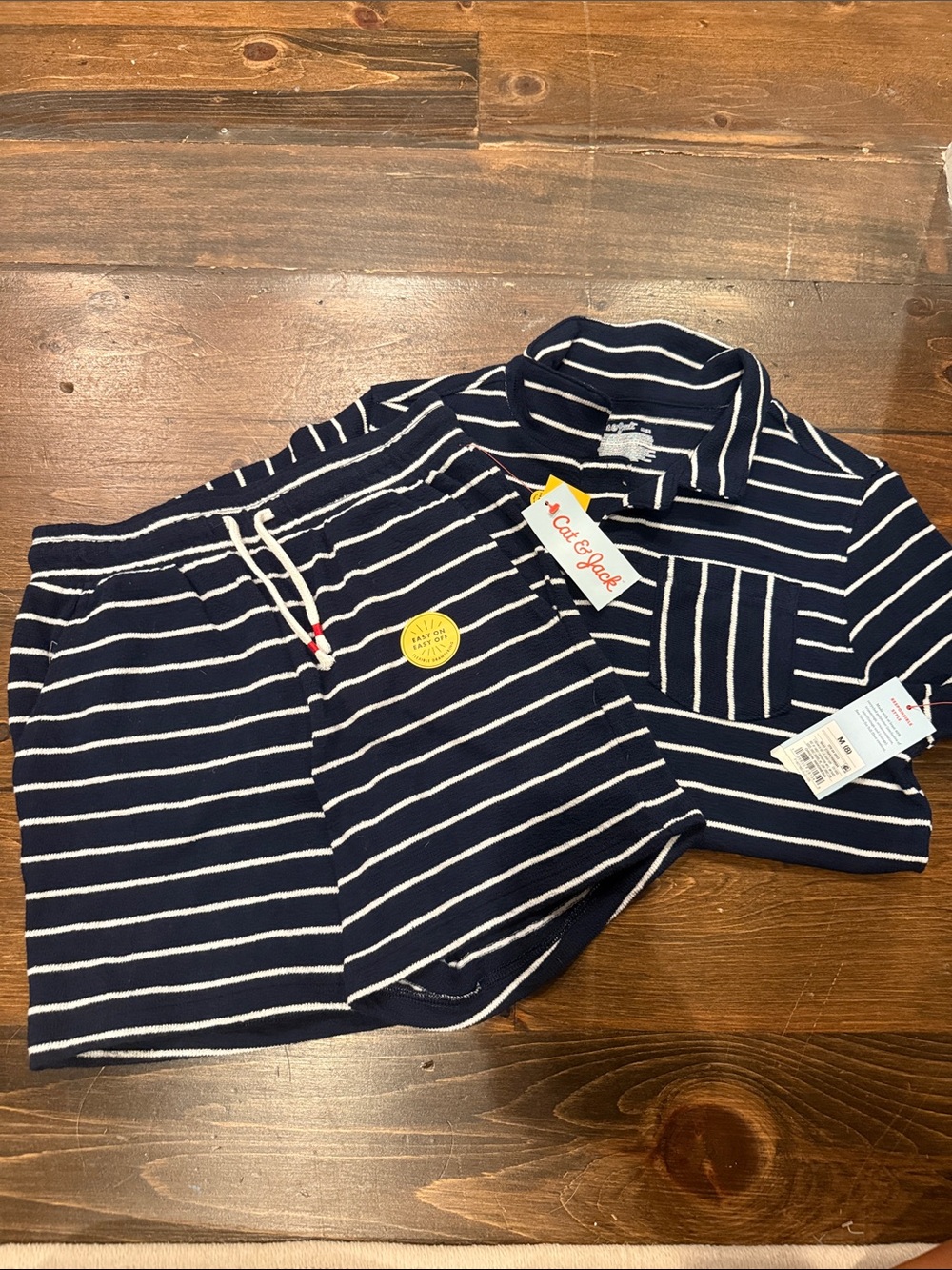 Cat & Jack Navy and White Striped Kids terry cloth Set